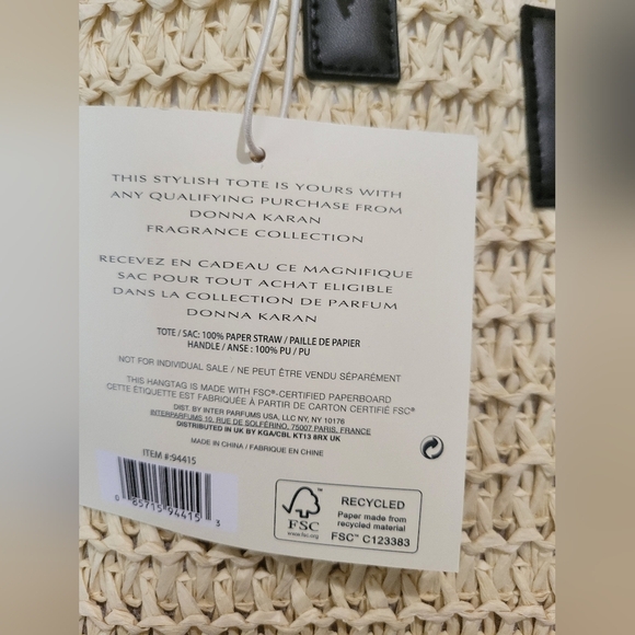 Donna Karan Woven Beige Tote with Black Handles - Picture 5 of 10